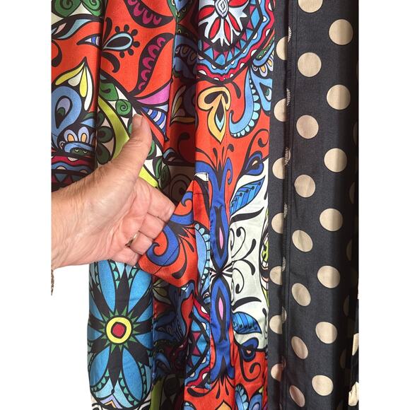 Alembika Paisley Dot Long Kimono Jacket Robe Satin Women's Size 1X Multi NWT - Picture 7 of 13